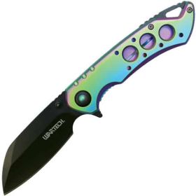 Assisted Open Folding Pocket Knife, Rainbow Handle w/