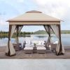 Outdoor 11x 11Ft Pop Up Gazebo Canopy With Removable Zipper Netting,2-Tier Soft Top Event Tent,Suitable For Patio Backyard Garden Camping Area,Co