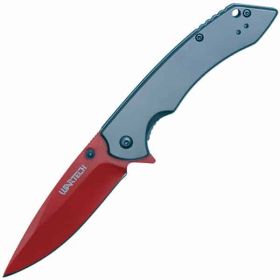 Assisted Open Folding Pocket Knife with Grey handle and (Option: RedBlade)