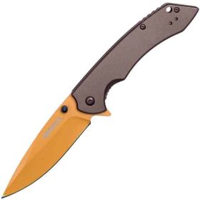 Assisted Open Folding Pocket Knife with Grey handle and (Option: Orange Blade)