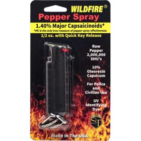 Wildfire 1.4% MC 1/2 oz pepper spray hard case with quick release keychain (Option: Black)
