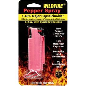 Wildfire 1.4% MC 1/2 oz pepper spray hard case with quick release keychain (Option: Pink)